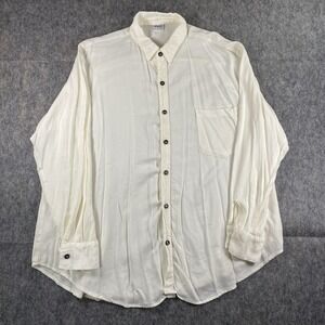 CP Shades Shirt Men's Large White Rayon Long Sleeve Button San Francisco 639-177
